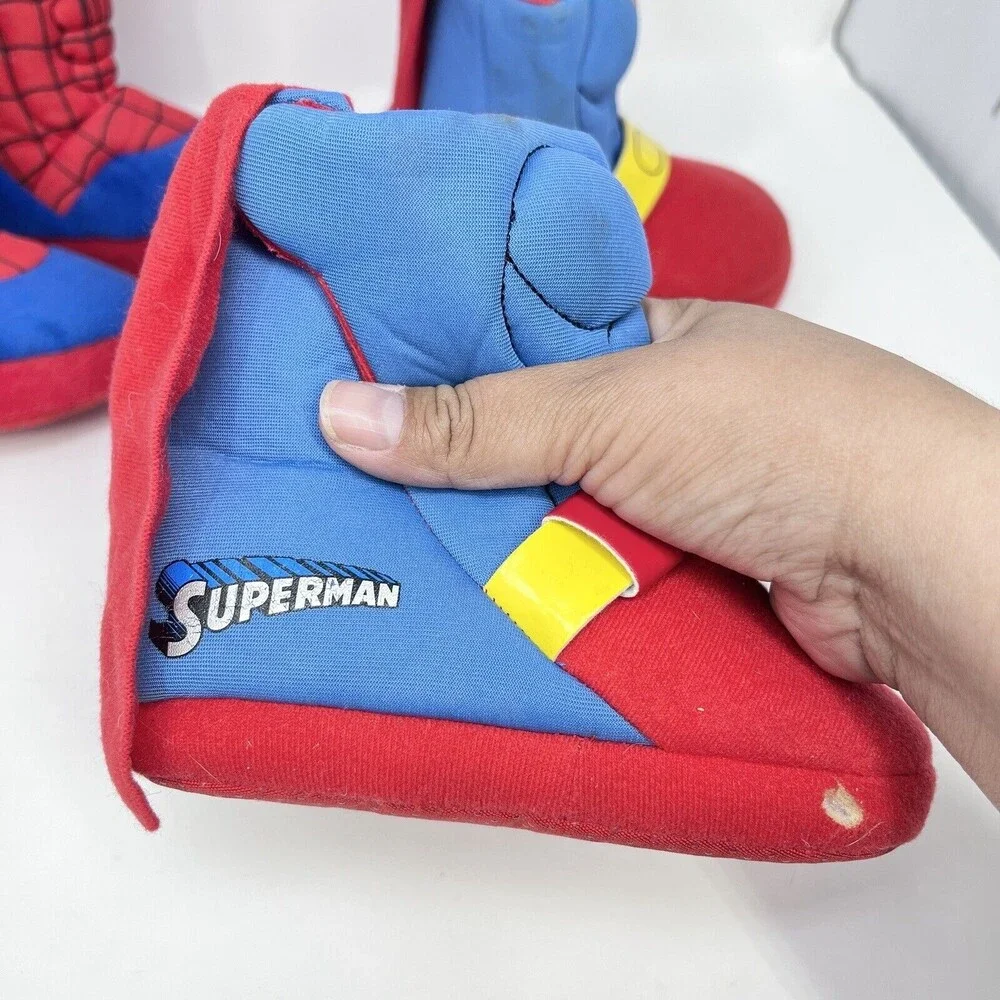 Spider-Man Superman Toddler Slipper Booties Sz S 6/7